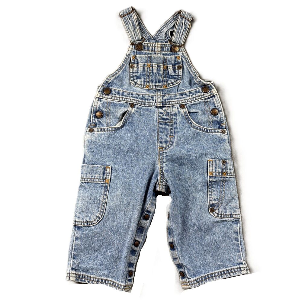 Levi's Baby Denim Overalls Vintage 1999 Cargo Pockets Snaps Boy/Girl 12M L142